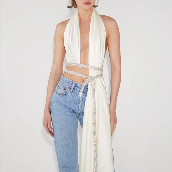 Nué Nue studio Bianca crystal wrap top in ivory - Picture 5 of 14